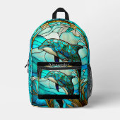 Mit Monogramm blaues Aquamarines Dolphin-Bleiglas- Bedruckter Rucksack (Vorderseite)