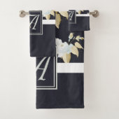 Mit Monogramm blaues Blumendekor Anemone Badhandtuch Set (Insitu)
