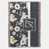 Mit Monogramm blaues Blumendekor Anemone Decke (Vorderseite Vertikal)