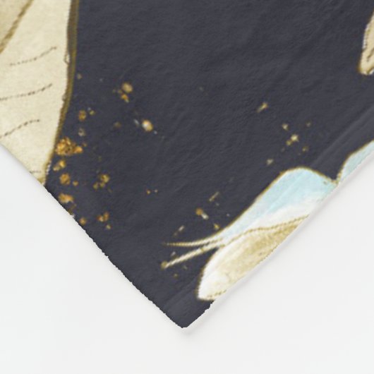 Mit Monogramm blaues Blumendekor Anemone Fleecedecke (Ecke)