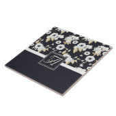 Mit Monogramm blaues Blumendekor Anemone Fliese (Seite)