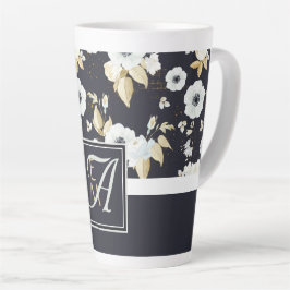 Mit Monogramm blaues Blumendekor Anemone Milchtasse