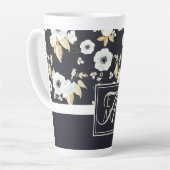Mit Monogramm blaues Blumendekor Anemone Milchtasse (Linke Ecke)
