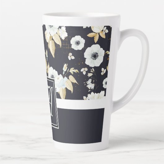 Mit Monogramm blaues Blumendekor Anemone Milchtasse (Rechts)