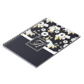 mit Monogramm blaues Blumendekor Anemone Notizblock (Linke Seite)