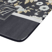 Mit Monogramm blaues Blumendekor Anemone Schneidebrett (Ecke)