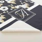 Mit Monogramm blaues Blumendekor Anemone Sherpadecke (3/4)