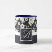 Mit Monogramm blaues Blumendekor Anemone Tasse (Zentrum)