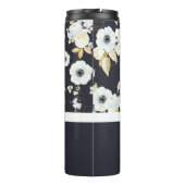 Mit Monogramm blaues Blumendekor Anemone Thermosbecher (Rückseite)