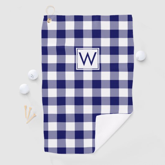 Mit Monogramm blaues Buffalo-Kariertes Muster Golfhandtuch (Insitu)