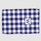 Mit Monogramm blaues Buffalo-Kariertes Muster Golfhandtuch (Horizontal)