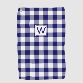 Mit Monogramm blaues Buffalo-Kariertes Muster Golfhandtuch