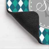 Mit Monogramm blaues Diamantenmuster Mousepad (Ecke)
