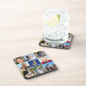 Mit Monogramm blaues Gold der Fotolage-Familie Getränkeuntersetzer (Rechte Seite)