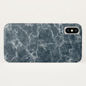 Mit Monogramm blaues graues Marmormuster Case-Mate iPhone Hülle (Rückseite (Horizontal))