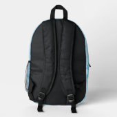Mit Monogramm blaues Modern erstes Muster Bedruckter Rucksack (Rückseite)