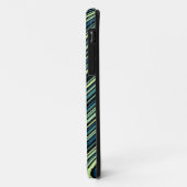 Mit Monogramm blaues Tribal-Zickzack Muster Case-Mate iPhone Hülle (Hinten/Links)