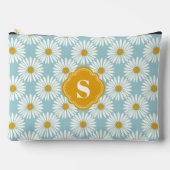 Mit Monogramm blaues und weißes Daisy Muster Zubehörtasche (Vorderseite)