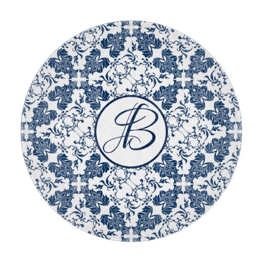Mit Monogramm blaues und weißes englisches Gebiet Schneidebrett (Vorderseite)