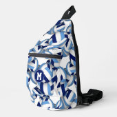 Mit Monogramm-blaues Volleyballmuster Crossbody Bag (Rechte Ecke)