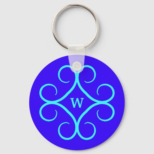 Mit Monogramm blaues Wasser hübsch hell Schlüsselanhänger (Vorderseite)
