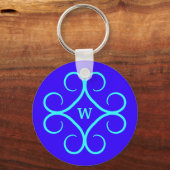 Mit Monogramm blaues Wasser hübsch hell Schlüsselanhänger (Vorderseite)