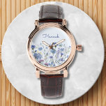 Mit Monogramm blaues Wasser Wildblume Meadow Armbanduhr<br><div class="desc">Erleben Sie Ihren Stil mit unserer Mit Monogramm Blue Watercolor Wildblume Meadow Watch ,  die ein modernes und elegantes Design mit blauen Kornblumen präsentiert. Ideal für Blumenfreunde und Wildblumen.</div>
