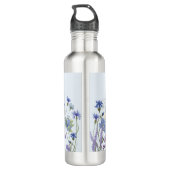 Mit Monogramm blaues Wasser Wildblume Meadow Edelstahlflasche (Rückseite)
