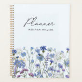 Mit Monogramm blaues Wasser Wildblume Meadow Planer (Vorderseite)