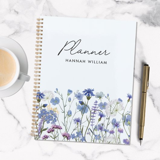 Mit Monogramm blaues Wasser Wildblume Meadow Planer