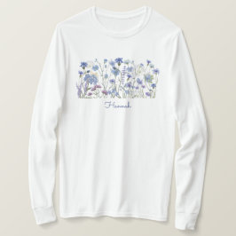 Mit Monogramm blaues Wasser Wildblume Meadow T-Shirt