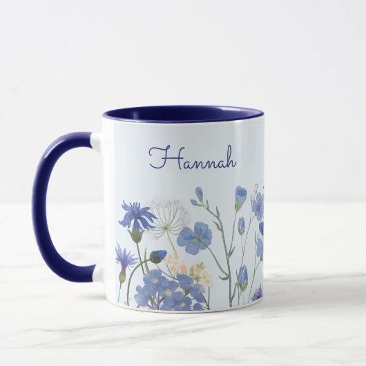 Mit Monogramm blaues Wasser Wildblume Meadow Tasse (Links)