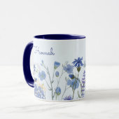 Mit Monogramm blaues Wasser Wildblume Meadow Tasse (Vorderseite Links)
