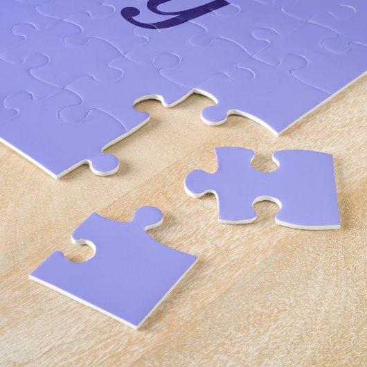 Mit Monogramm blaurosa Herzmuster Niedlich Girly Puzzle (Seite)