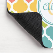 Mit Monogramm blaurosa marokkanisches Gittermuster Mousepad (Ecke)