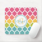 Mit Monogramm blaurosa marokkanisches Gittermuster Mousepad (Mit Mouse)