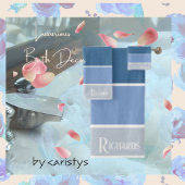 Mit Monogramm Blautöne mit weißem Handtuch Badhandtuch Set