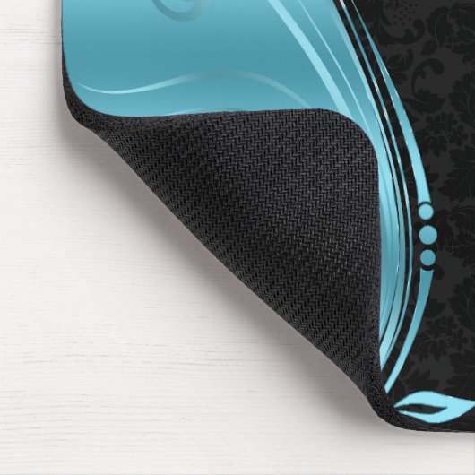 Mit Monogramm Blautönen Mousepad (Ecke)