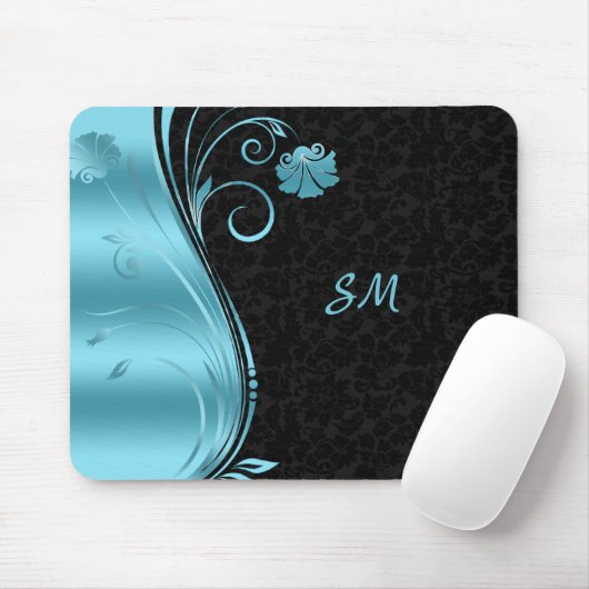 Mit Monogramm Blautönen Mousepad (Mit Mouse)