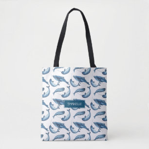 Mit Monogramm Blauwal und Narwhal Tasche