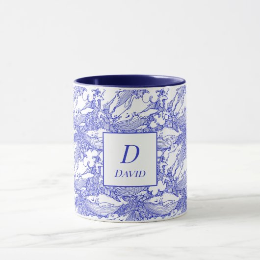 Mit Monogramm Blauwal und Weißwal Tasse (Zentrum)