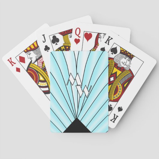 Mit Monogramm Blue Art Deco Spielkarten (Rückseite)