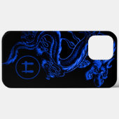 Mit Monogramm Blue-Asian-Dragon Case-Mate iPhone Hülle (Rückseite (Horizontal))
