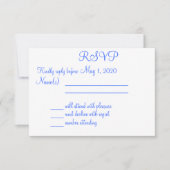 Mit Monogramm Blue Beach Wedding RSVP Karten (Vorderseite)