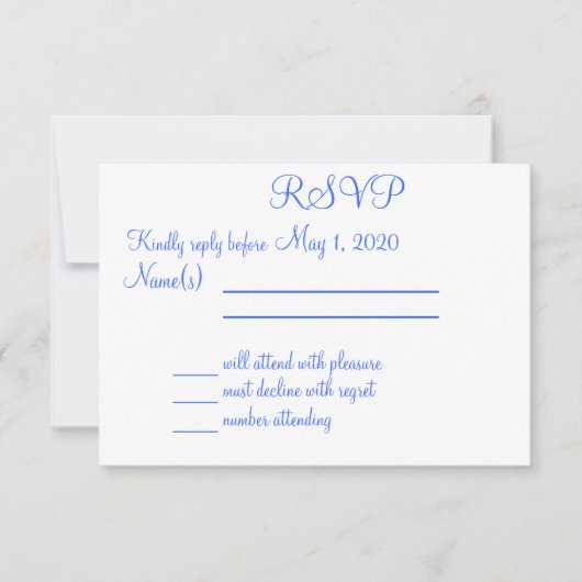 Mit Monogramm Blue Beach Wedding RSVP Karten (Vorderseite)