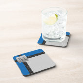 Mit Monogramm Blue Black Gray Untersetzer Set (6) (Rechte Seite)