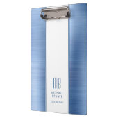 Mit Monogramm Blue Brushed Metallic Business Klemmbrett (Links)