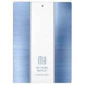 Mit Monogramm Blue Brushed Metallic Business Klemmbrett (Rückseite)