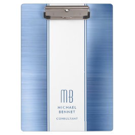 Mit Monogramm Blue Brushed Metallic Business Klemmbrett