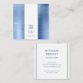 Mit Monogramm Blue Brushed Metallic Foil Consultan Quadratische Visitenkarte (Vorne/Hinten)